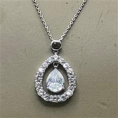 GOLD COAST Synthetic Quartz Stone Necklace 925 Silver 4.8g